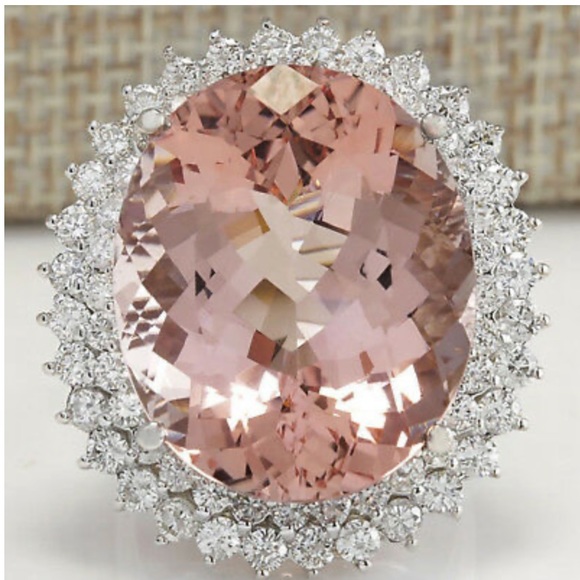 Gorgeous Huge 925 Silver Ring Champagne Crystal - Picture 9 of 15